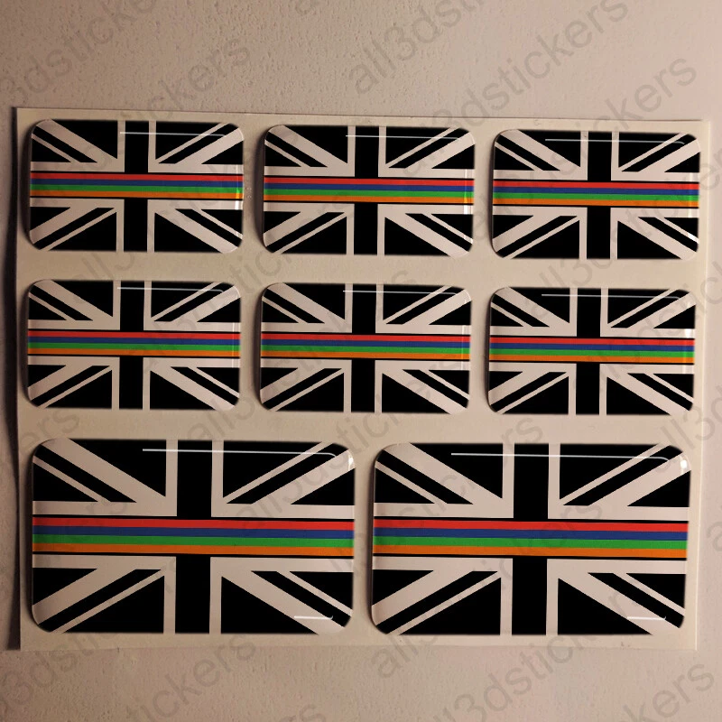 Thin Red Blue Green Orange Line Rescue Police Fire Flag 3D Stickers Gel - Image 1 of 1