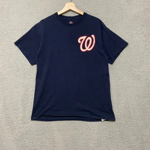 Majestic Washington Nationals #31 Scherzer Shirt Adult Large Blue MLB Baseball Cover