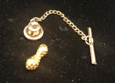 VINTAGE GOLD TONE PEANUT TIE TACK - Image 1 of 2
