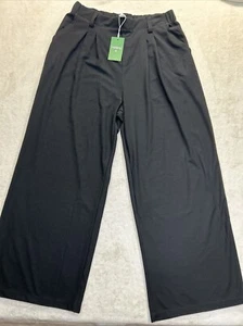 Halara hohe Taille Seitentasche weites Bein Waffel Arbeit Pull On schwarz Gr. XL Neu mit Etikett - Bild 1 von 13