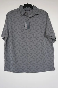 Roundtree & Yorke Short-Sleeve Shirt 2XT Tall Gray Leaf Print Square Tail NWT - Picture 1 of 5