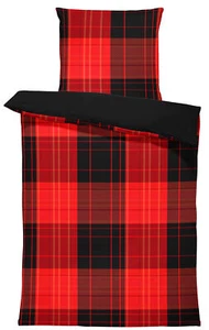 4 teilig Bettwäsche 135x200 cm Holzfäller kariert schwarz rot modern Mikrofaser - Bild 1 von 6