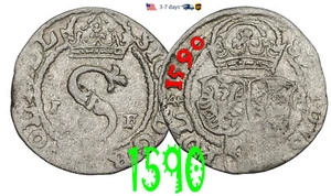 Poland Lithuania SOLIDUS Solid Schilling 1590 Sigismund III Silver #31558 - Picture 1 of 3