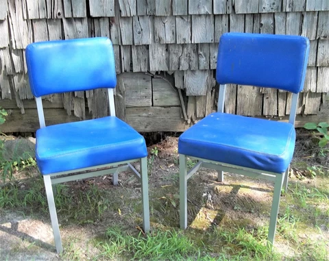 PAIR MID CENTURY STEEL CHAIRS Cover