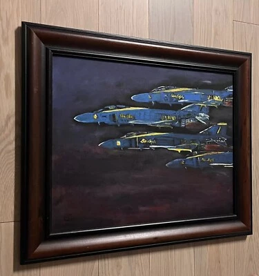 Blue Angels F-4 Phantom Era Diamond Original Painting Aviation Airplane Art CoA - Image 1 of 4
