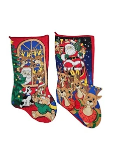 Juego de 2 medias navideñas vintage acolchadas de Papá Noel 3D C16 - Imagen 1 de 9