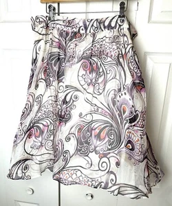 ESCADA Sport 100% Silk Floral Skirt Flowy Sheer Purple Pink Vintage Sz 44 14 XL - Picture 1 of 13