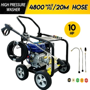 Heavy Duty 10HP 4800 PSI HIGH PRESSURE WATER WASHER CLEANER GURNEY 20M Hose - Picture 1 of 11