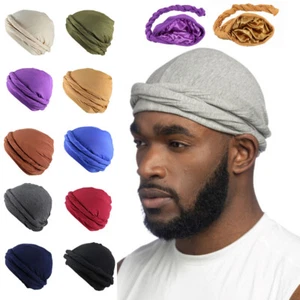 Men Muslim Durag Turban Head Wrap Satin Lined Head Scarf Hijab Hat Cap Cover↷ § - Picture 1 of 22