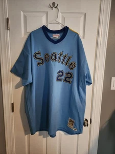 100% Authentic Mitchell & Ness 1981 Seattle Mariners Richie Zisk Jersey Sz 4XL - Picture 1 of 4