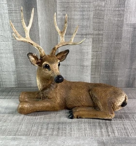 Vintage 1984 Homco Large Resin Reclining Deer Buck Stag Figurine Home Interiors - Picture 1 of 11