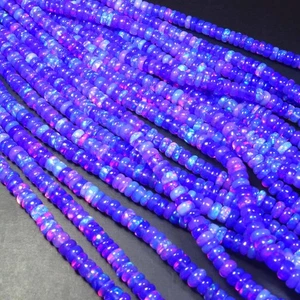 Cuentas lisas de ópalo Rondelle 6-6,5 mm piedra preciosa de fuego de ópalo púrpura natural 4" hebra - Imagen 1 de 14