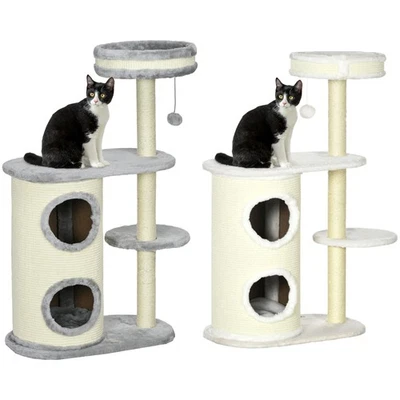 PawHut Kratzbaum, Katzenbaum mit Kratztonne, Kletterbaum,Katzenkratzbaum