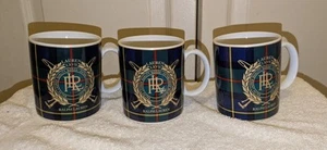 Set Of (3) Ralph Lauren Kilgour Tartan Plaid Mugs Green Red White Gold Polo Logo - Picture 1 of 9
