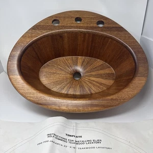 Eljer Mahogany Wood Sink 23"x19" Bay Bridge Lavatory Fine Wooden Self Rim Basin - Picture 1 of 17