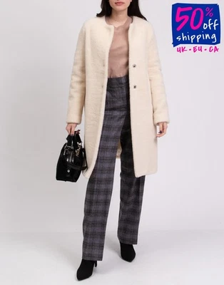 RRP€610 HARRIS WHARF LONDON Faux Fur Coat IT44 US8 UK12 L Alpaca & Wool Blend - Image 1 of 4