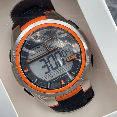 LORUS DIGITAL QUARTZ WATCH R2379X9 NEW TAGS BOXED ORANGE - Image 1 of 4