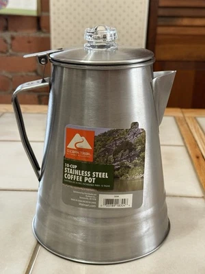 НОВЫЙ кофеварка Ozark Trail из нержавеющей стали на 10 чашек легко наливается носик - Изображение 1 из 4