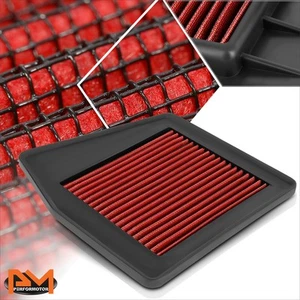 For 08-15 Non USDM Honda Accord 2.0L Reusable High Flow Air Filter Panel Red - Foto 1 di 6