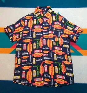 Seattle Seahawks Hawaiian BBQ Shirt Ketchup Mustard Hot Dogs Camp Grill Large - Picture 1 of 5