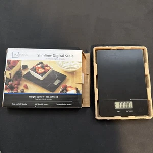 Mainstays Tempered Glass Slimline Digital Scale, Black  LCD display weight  - Picture 1 of 5