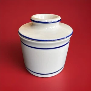 Butter Crock Keeper French Butter Bell Butter Preserver White Blue - Picture 1 of 4