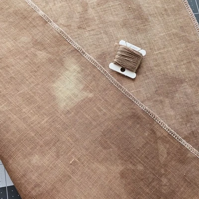 Hand Dyed Zweigart Belfast Linen Cross Stitch Fabric 32 count 18"x18" Brown - Image 1 of 4