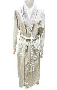 MGM Resorts Waffle Knit Spa Robe White Unisex Gold Logo Luxury Long Bathrobe OS - Picture 1 of 14