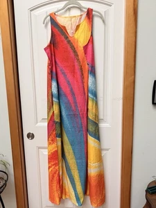 Multicolor Maxi Dress Striped Sleeveless Beachy Casual V-Neck Size S - Picture 1 of 11