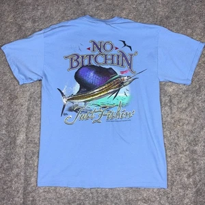 T-shirt Just Fishing uomo manica corta grande pesce vela blu oceano marlin outdoor - Foto 1 di 9