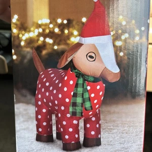 Weihnachtsziege gepunktet PJ Ziege mit Weihnachtsmütze luftgeblasen aufblasbar 3,5 Fuß - Bild 1 von 10
