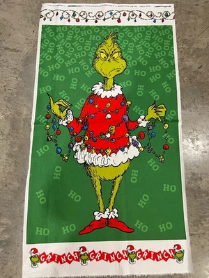 RK Grinch Feliz Árvore de Natal com luzes painel de tecido 100% algodão aprox 24x44 - Imagem 1 de 4