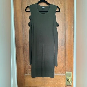 Express Sweater Dress Cutout Sleeve Back Army Green M - Picture 1 of 5