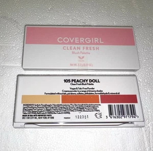2 PACK - CoverGirl Clean Fresh Blush Palette - PEACHY DOLL - NIB - #105 - Picture 1 of 3