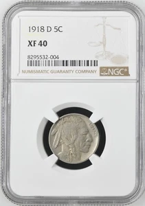 1918 D Buffalo Nickel NGC XF-40 - Picture 1 of 2
