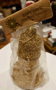 Copia Gatti Natale Perma-Fleur Vintage Campana Oro Ornamento 6 Pollici - Foto 1 di 3