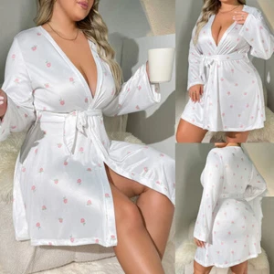 US Women's Silk Robes Satin Robes Sleepwear Short Wedding Party Bathrobes Robes - Picture 1 of 12