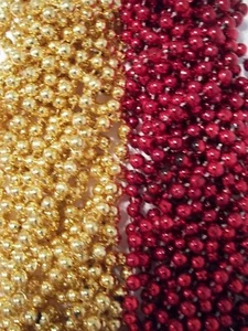48 Red Gold 49er's Chiefs Mardi Gras Beads Football Tailgate Party Favor 4 Doz - Picture 1 of 2