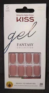 Kiss Nails Gel Look Fantasy Press Glue Manicure Short Length 28 CT Pink Smooth - Picture 1 of 9