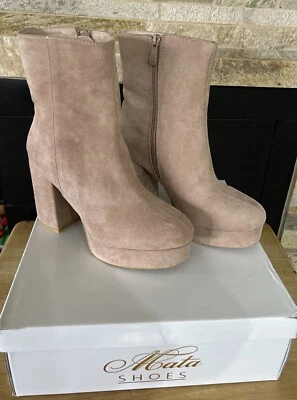 ¡¡Nuevo!! Zapatos Mata Mujer Plataforma Botín Gamuza Rosa Taupe Talla 6 Foto 1 de 4