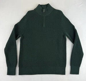 J. Suéter Crew Para Hombre Media Cremallera Talla Grande Verde Algodón Cuello Simulado AG081 - Imagen 1 de 7