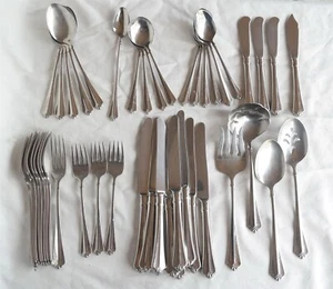 (46) Pcs Oneida Juilliard Pattern Cube mark Stainless flatware set USA - Picture 1 of 7