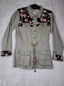 BellField B HILLFOOT Womens Khaki Shacket Size UK 8 Floral Corduroy Details VGC - Picture 1 of 17