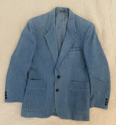 Blazer de mezclilla con bolsillo parche vintage Montgomery Ward & Co en azul talla 38 R Foto 1 de 4
