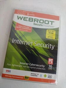 Webroot Secure Anywhere Internet Security Windows 10 Compatible 3 Devices KEY - Picture 1 of 6