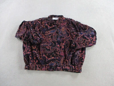 Chaqueta VINTAGE Marguerite Rubel Mujer 2X Púrpura Paisley Abstracto Bombardero Terciopelo Foto 1 de 4
