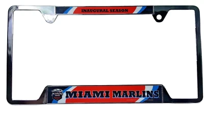 MIAMI MARLINS MLB LICENSE PLATE FRAME Chrome Metal Auto Tag Inaugural 2012 - Image 1 of 4