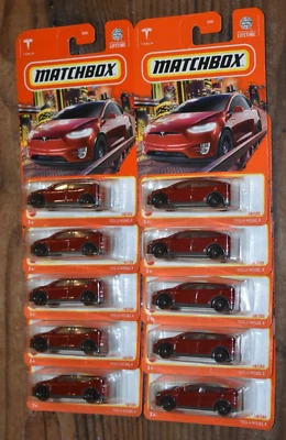 LOT OF 10 RED MATCHBOX TESLA MODEL X SUV ELECTRIC EV 90/100 - Image 1 of 4