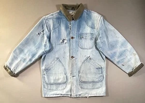 Vintage LL Bean Trashed and Faded Denim Barn Chore Coat Jacket Men’s Large / 42 - Picture 1 of 19