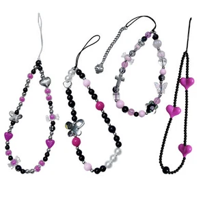 Phone Charm Sweet Cool Girl Style Beaded Wrist Strap Lanyard Phone - Picture 1 of 16